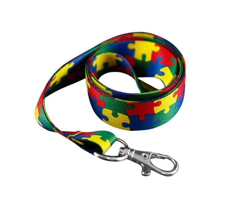 Fundraising For A Cause | Autism Puzzle Piece Pattern Lanyard/Badge Holder - Puzzle Piece Lanyard for Autism/Asperger's Awareness (1 Lanyard) - Image 1